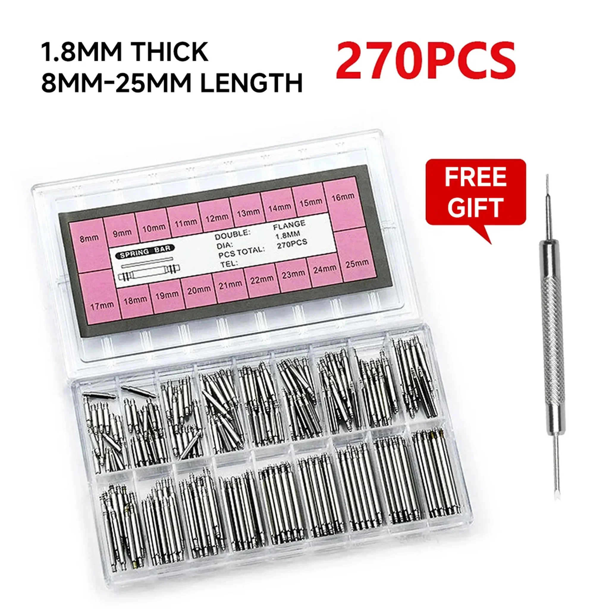 Spring Bar Tool Set - 270 шт./компл. пружинные стержни из нержавеющей