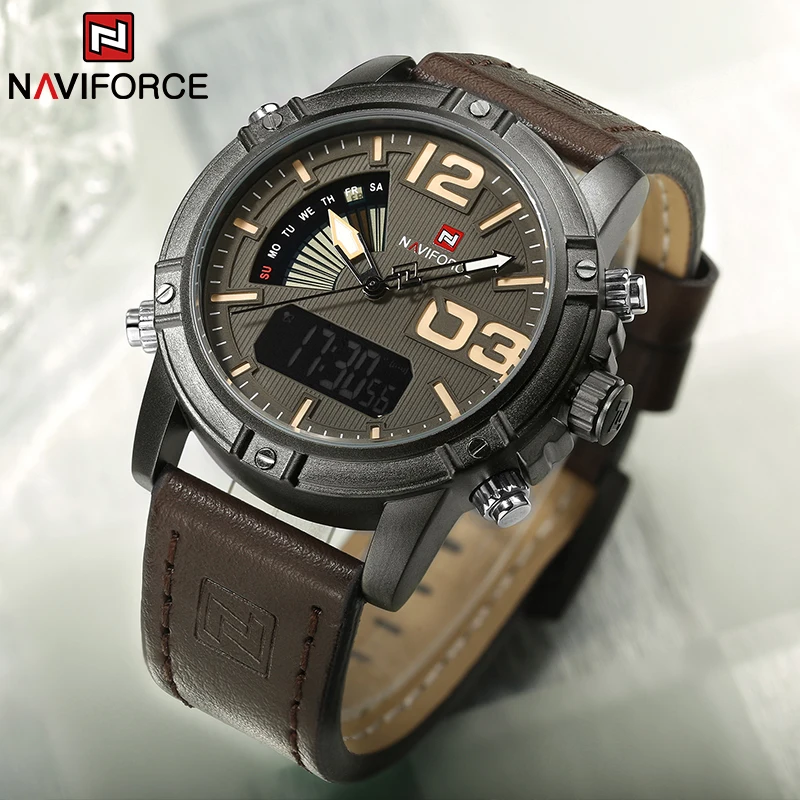 Leather Watch Band Men - NAVIFORCE лучший бренд мужские часы многофункциональные