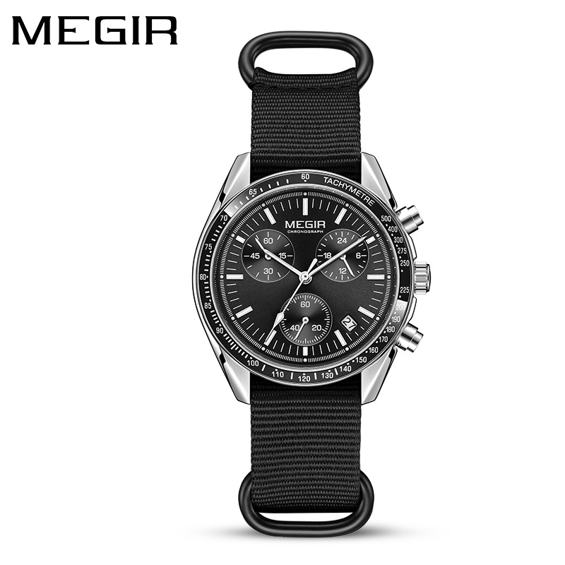 Мужские часы MEGIR 2247, новые – обзор и цена Canvas Strap Watch