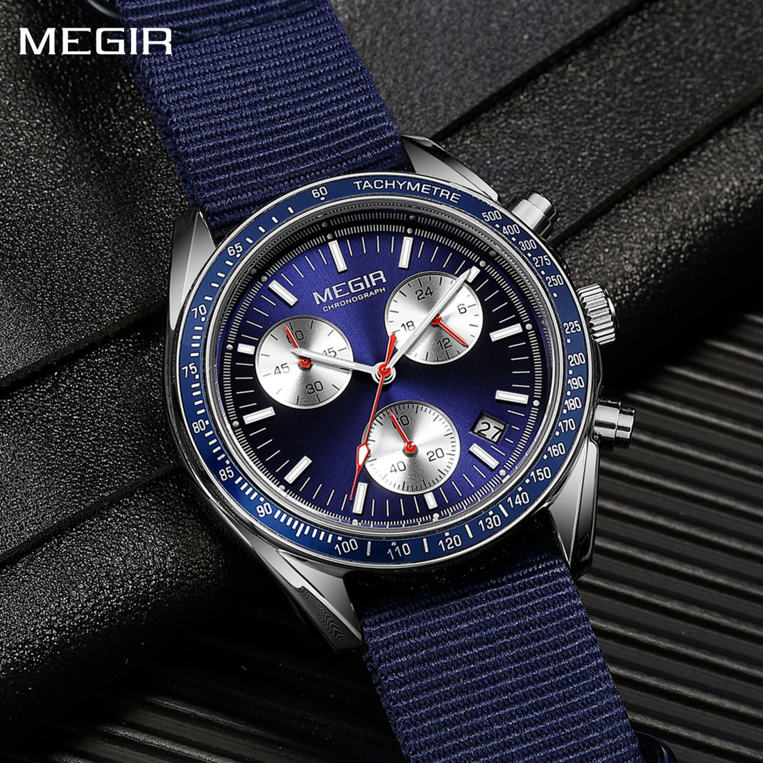 MEGIR хронограф холст ремешок  – обзор и цена Canvas Strap Watch